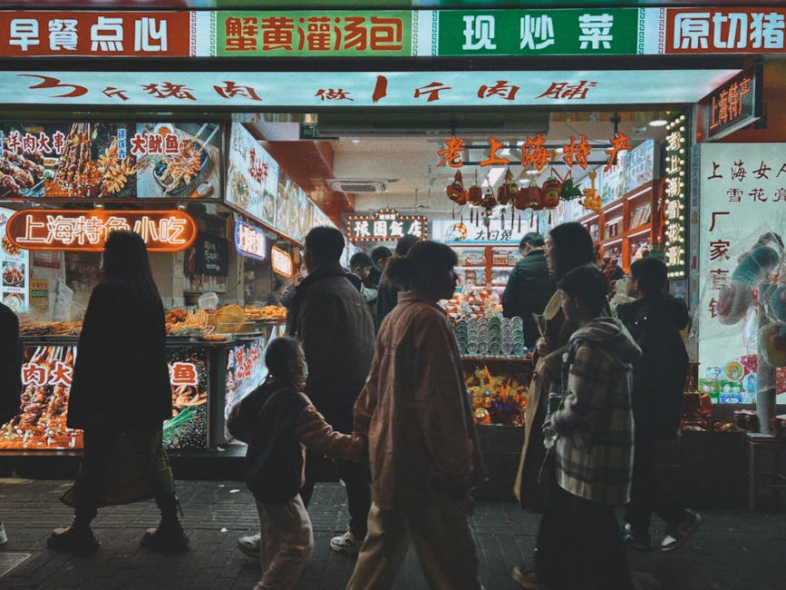 Entrance to a busy local wholesale market in Shanghai