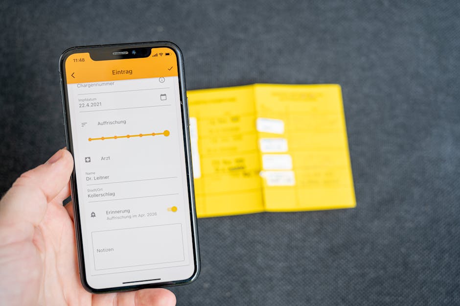 Holding a medical record booklet in a hospital