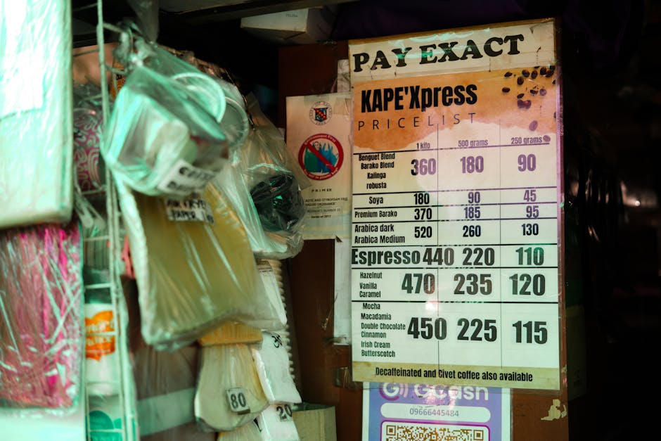 Menu board in a Shanghai coffee shop showing prices in RMB